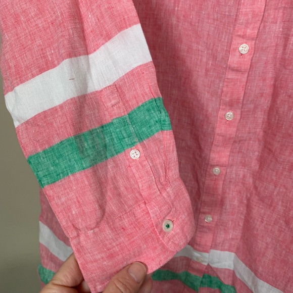 Boden 100% Linen Long Sleeve Button Down Tunic/Shirt Dress Size 12R Preppy - Picture 6 of 8